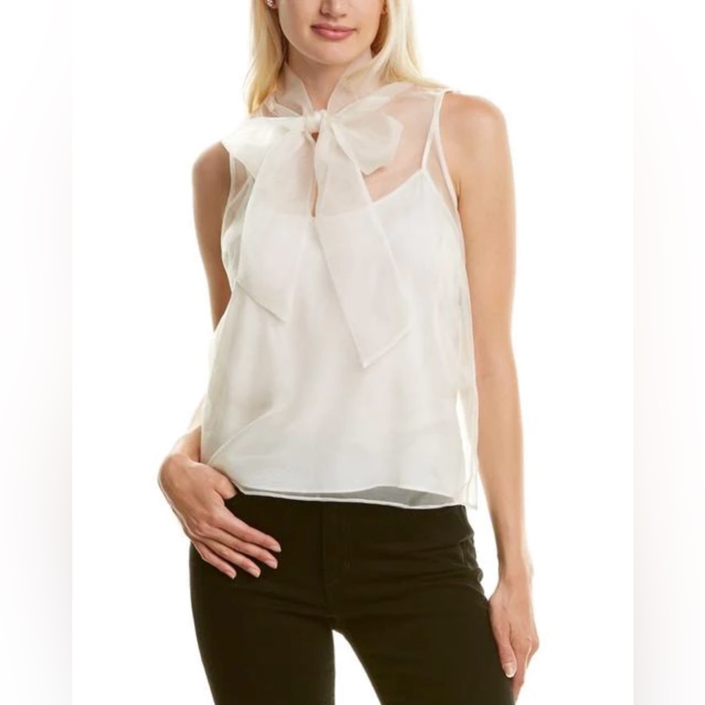 Amanda Uprichard Imelda Top Black Size Medium - Sheer Silk Top